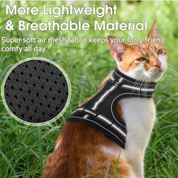 🔹️NIB Black Cat or Dog Reflective Harness & Leash Small - Picture 13 of 16